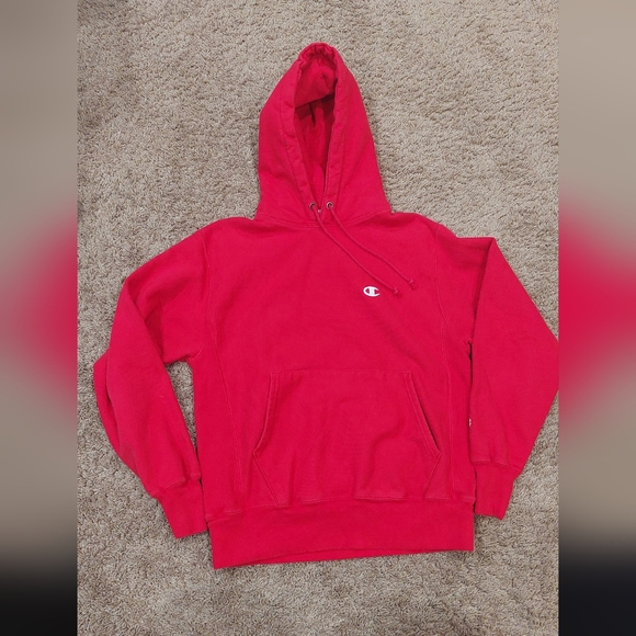 CHAMPION Reverse Weave Red Pullover Hoodie - Picture 5 of 10